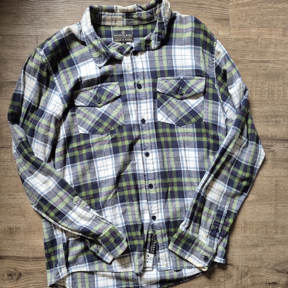 United By Blue Men's Plaid Shirt - Blue, Green, White